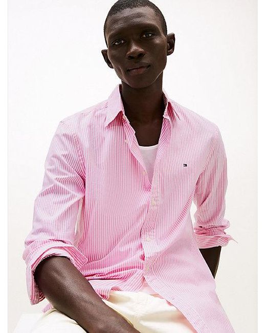 Tommy Hilfiger Flex Regular Fit Overhemd Met Strepen in het Pink voor heren