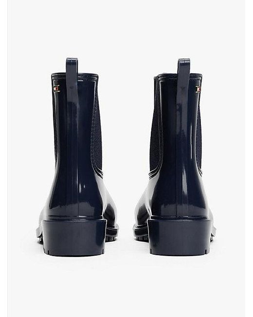 Tommy Hilfiger Glanzend Enkellaarsje Met Profielzool in het Blue