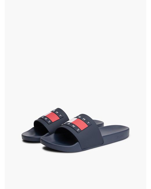 Tommy Hilfiger Blue Flag Badge Contoured Pool Slides for men