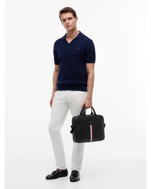 Tommy Hilfiger Black Signature Tape Crossbody Laptop Bag for men