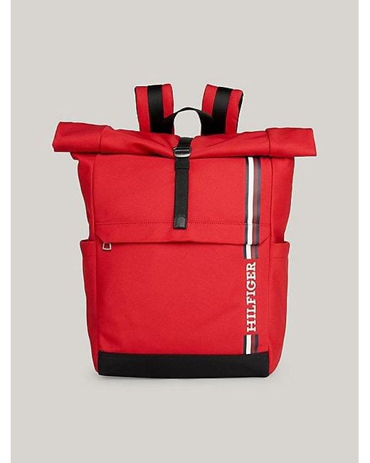 Tommy Hilfiger Hilfiger Monotype Logo-Rucksack Mit Rolltop in Red für Herren