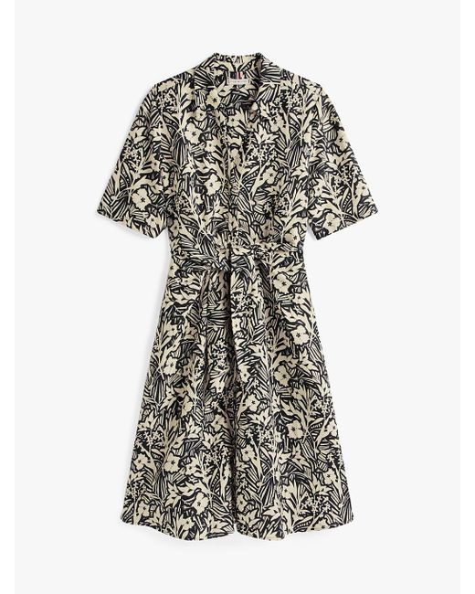 Tommy Hilfiger White Relaxed Midi Linen Blend Shirt Dress