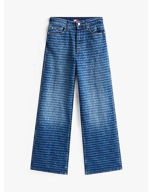 Vaqueros Claire De Pernera Ancha Y Talle Alto Estampados Tommy Hilfiger de color Blue