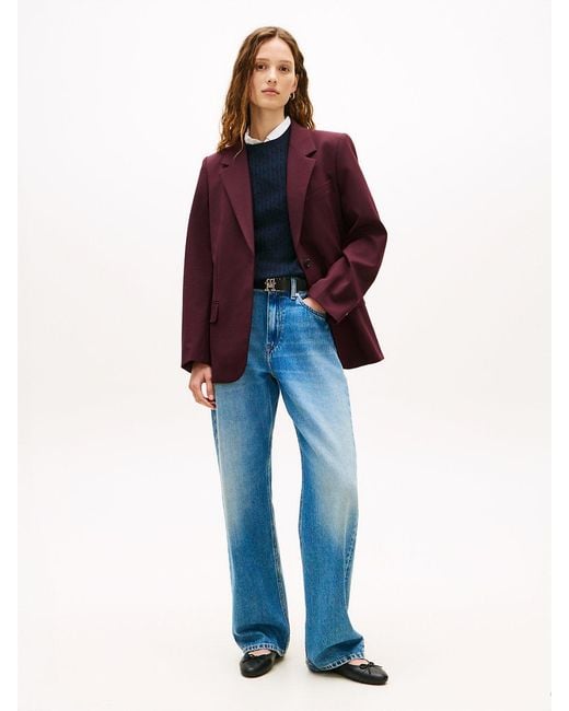 Tommy Hilfiger Purple Relaxed Fit Wool Blend Blazer