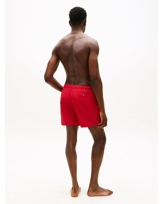 Tommy Hilfiger Red Original Logo Mid Length Swim Shorts for men