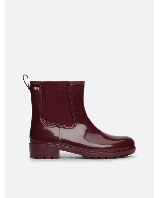 Tommy Hilfiger Red Patent Cleat Rain Boots