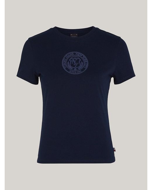 Tommy Hilfiger Blue Varsity Explorer Logo Slim Fit T-shirt