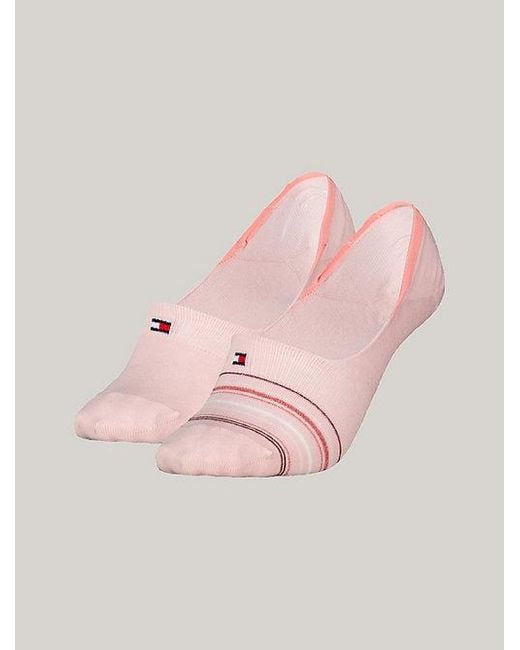 Tommy Hilfiger Set Van 2 Paar Geribde Metallic Footie-sokken in het Pink