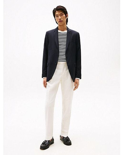 Tommy Hilfiger Single-Breasted Blazer Van Zuivere Twill-Wol in het Blue voor heren