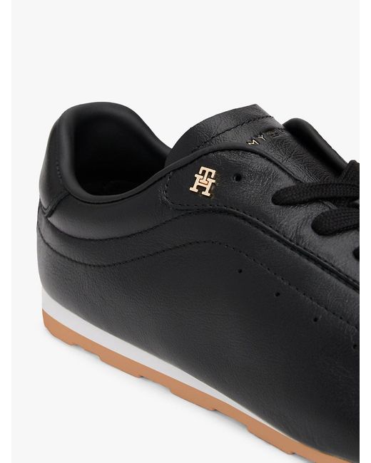 Tommy Hilfiger Black Th Monogram Low Profile Leather Trainers