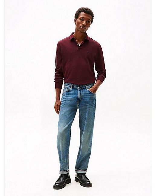 Tommy Hilfiger 1985 Regular Fit Poloshirt Met Lange Mouwen in het Red voor heren
