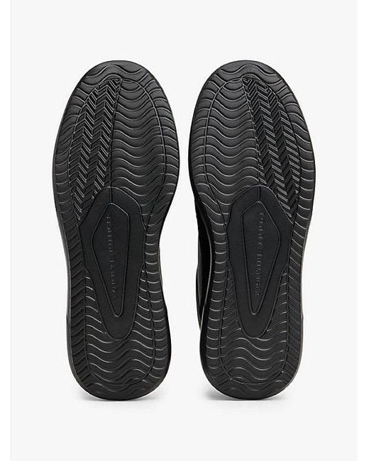 Tommy Hilfiger Leren Sneaker Met Fijne Profielzool in het Black voor heren