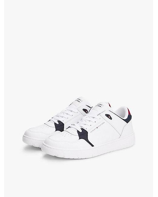 Tommy Hilfiger Basketbalsneaker Met Fijne Profielzool En Leer in het White voor heren