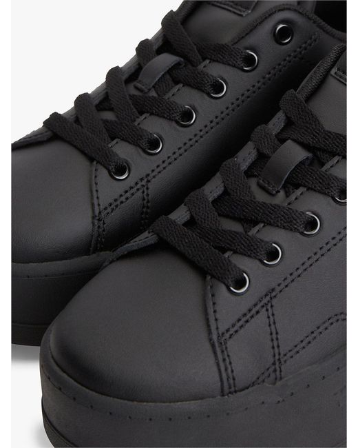 Tommy Hilfiger Black Platform Cupsole Trainers With Leather