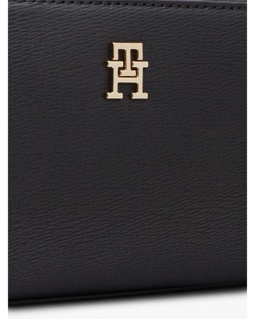 Tommy Hilfiger Black Th Monogram Textured Crossbody Camera Bag