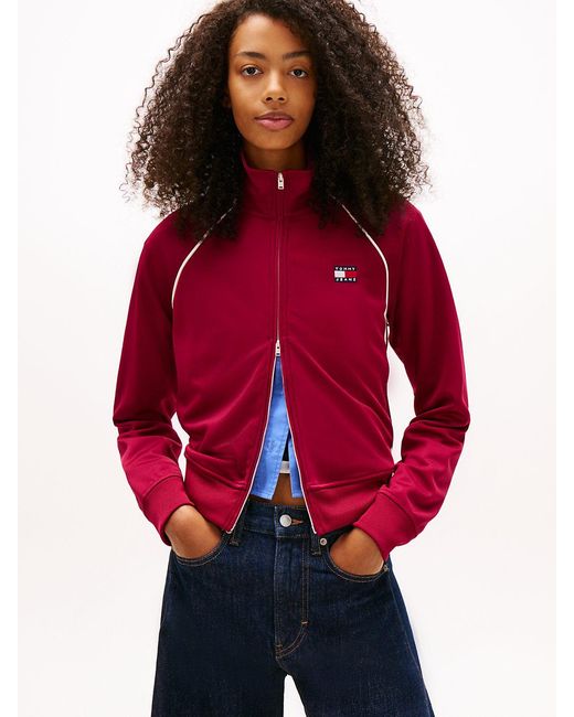 Tommy Hilfiger Red Tommy Badge Interlock Knit Track Jacket
