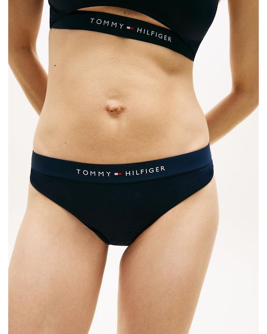Tommy Hilfiger Blue Original Logo Brazilian Bikini Bottoms