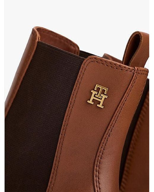 Tommy Hilfiger Chelsea Boot Met Blokhak En Vierkante Neus in het Brown