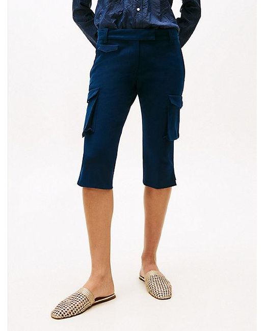 Tommy Hilfiger The Runway Collection Slim Cropped Cargobroek in het Blue