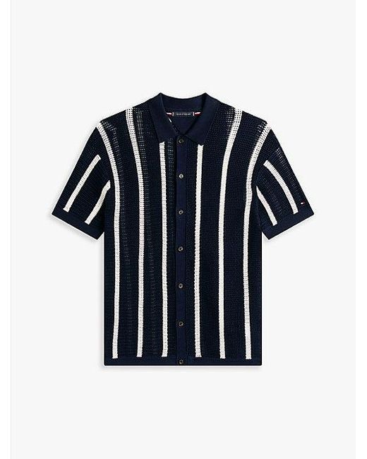 Tommy Hilfiger Opengebreid Relaxed Fit Overhemd Met Strepen in het Black voor heren