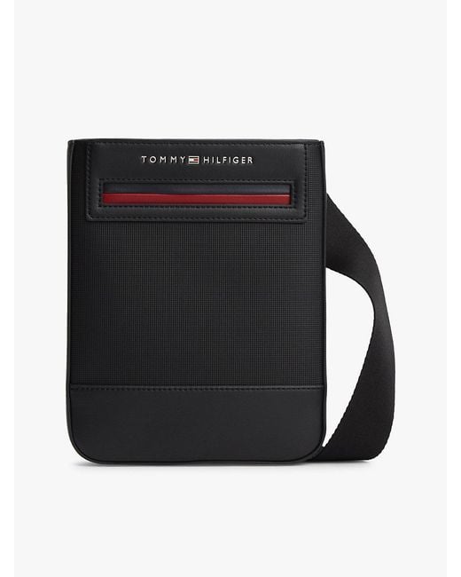 Tommy Hilfiger Black Metal Logo Crossbody Bag for men