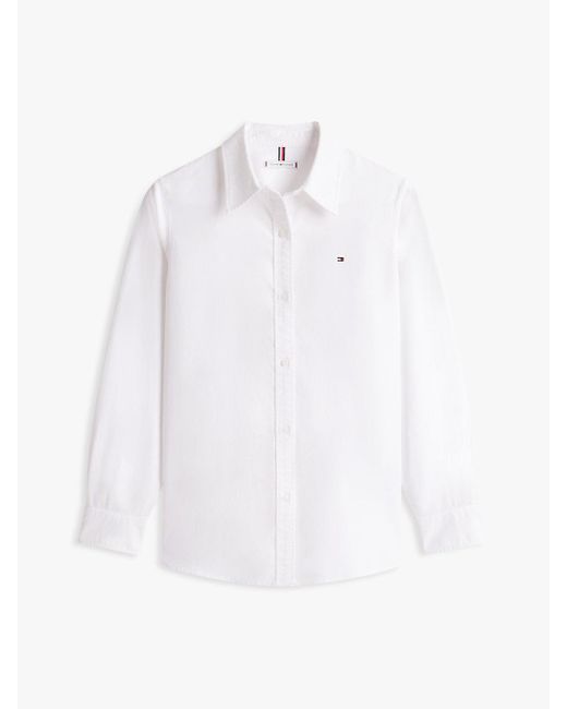 Tommy Hilfiger White Relaxed Fit Yarn Dyed Oxford Shirt