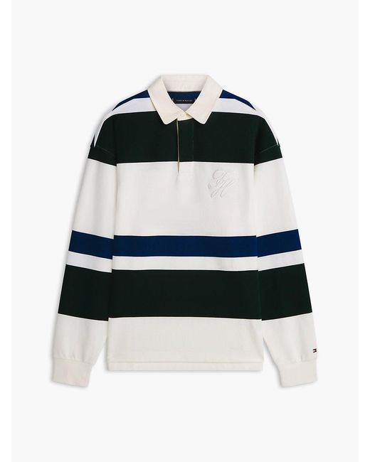 Tommy Hilfiger Green Stripe Relaxed Rugby Shirt for men
