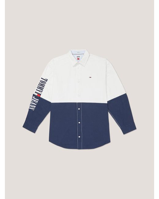Tommy Hilfiger White Adaptive Archive Colour-blocked Relaxed Shirt for men