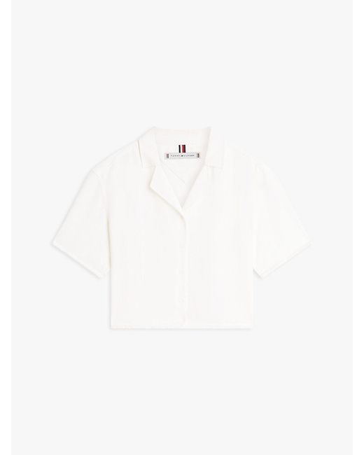 Tommy Hilfiger Blue Relaxed Fit Frayed Linen Blend Shirt