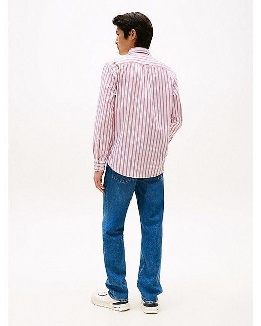 Tommy Hilfiger Regular Fit Dobby Overhemd Met All-Overstreep in het Red voor heren