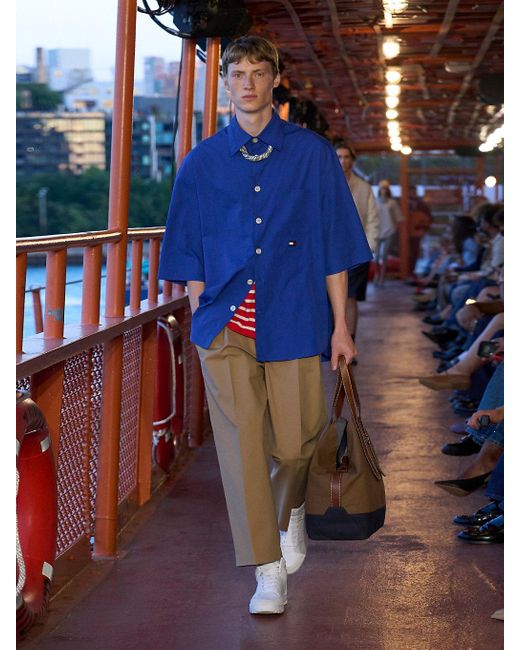 Tommy Hilfiger Blue The Runway Collection Wide Leg Chinos for men