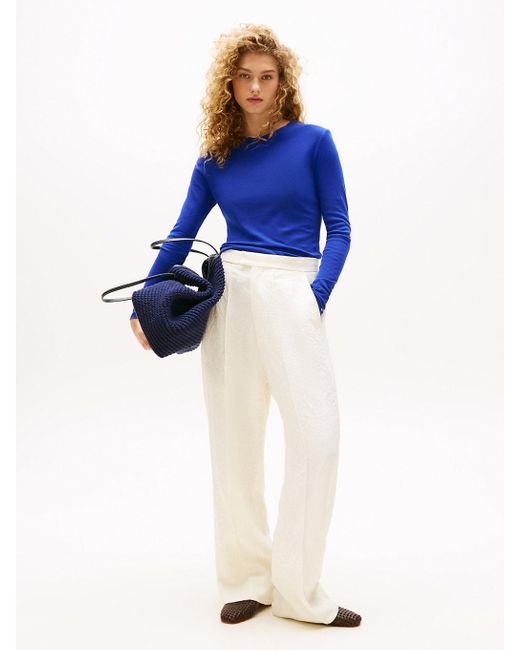 T-Shirt The Runway Collection Slim Fit A Maniche Lunghe di Tommy Hilfiger in Blue