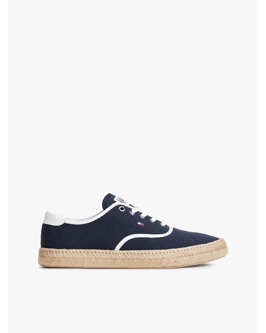 Tommy Hilfiger Blue Canvas Espadrille Hybrid Trainers With Linen for men