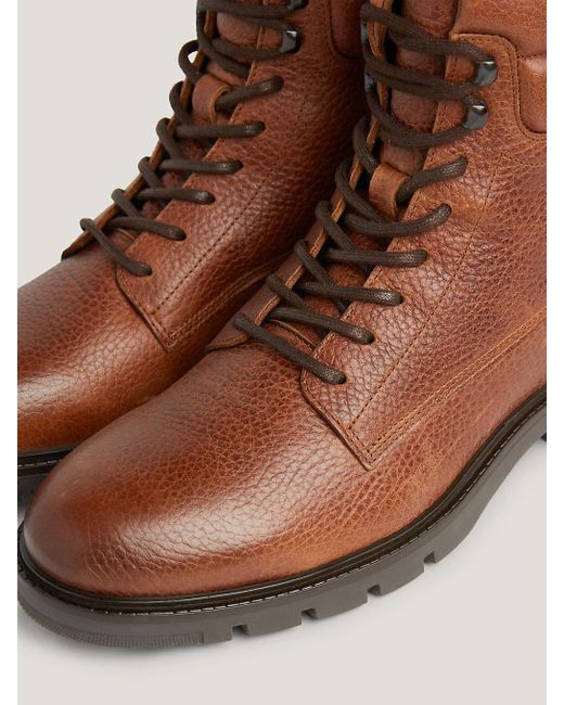 Tommy Hilfiger Brown Warm Lined Leather Mid Boots for men