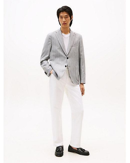 Tommy Hilfiger Extra Slim Fit Blazer Met Visgraatmotief in het Gray voor heren