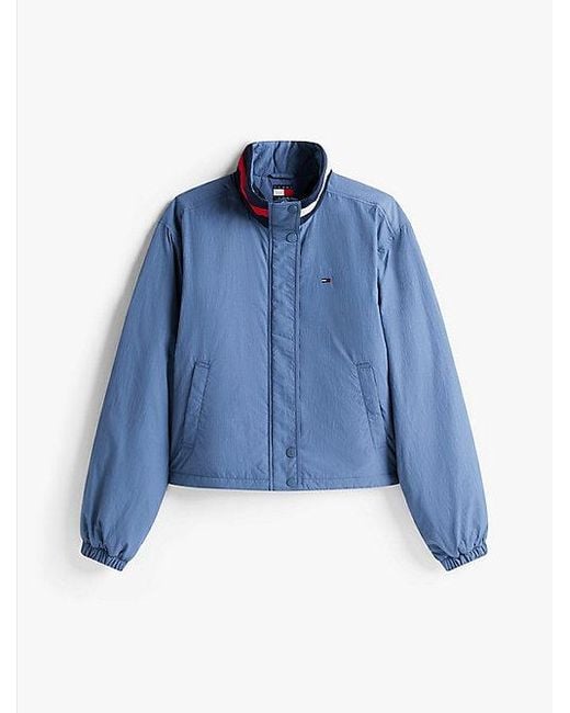 Tommy Hilfiger Relaxed Fit Gewatteerd Jack Met Logokraag in het Blue