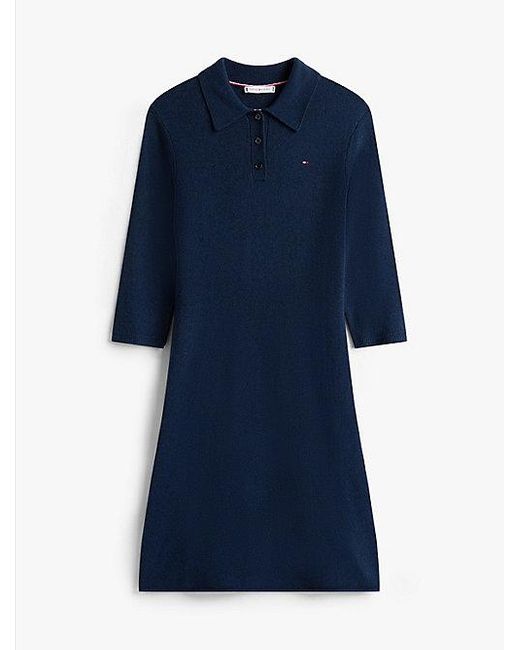 Tommy Hilfiger Fit-And-Flare Mini-Jurk Van Zachte Wol in het Blue
