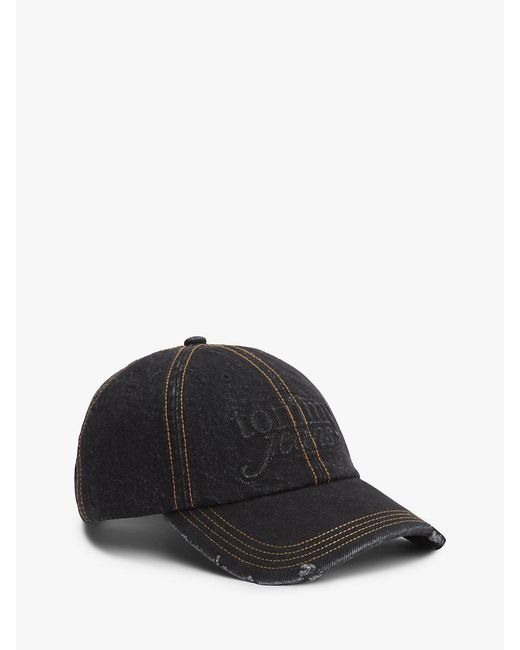 Tommy Hilfiger Black Embossed Logo Denim Baseball Cap