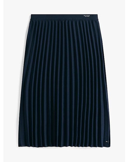 Falda Midi Plisada Con Logo En La Cintura Tommy Hilfiger de color Blue