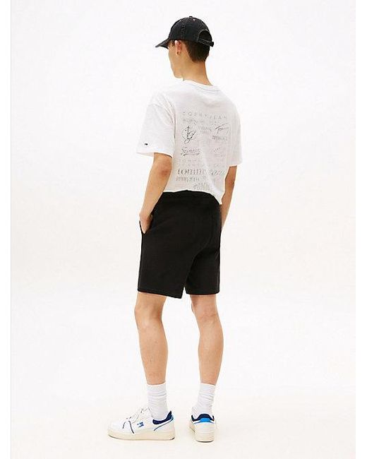 Pantalón Corto De Chándal Con Punto Gofrado Tommy Hilfiger de hombre de color Black
