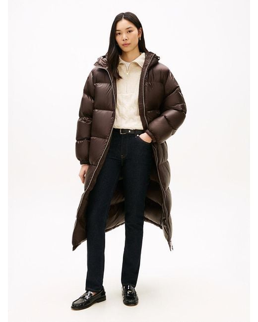 Tommy Hilfiger Brown Ultra Lightweight Down Ripstop Puffer Coat