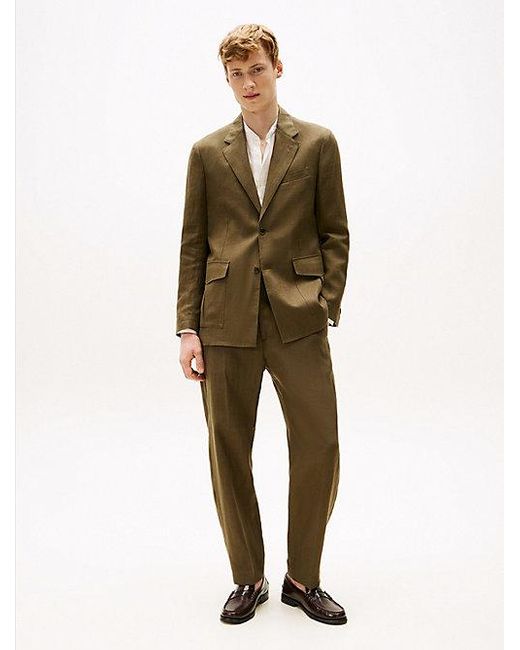 Tommy Hilfiger Single-Breasted Blazer Van Puur Linnen in het Green voor heren