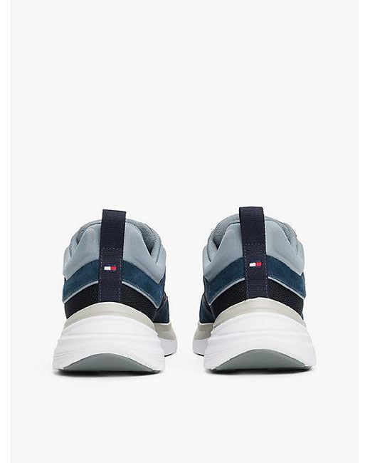 Tommy Hilfiger Moderne Sneaker Met Contrasterende Texturen in het Blue voor heren