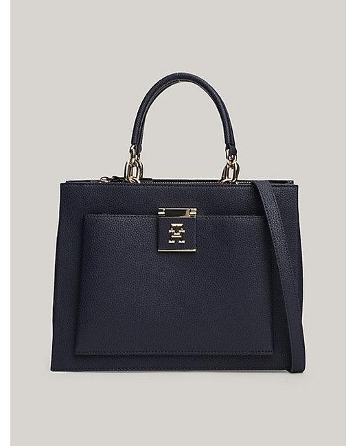 Tommy Hilfiger Colour-blocked Shopper Met Th-monogram in het Blue