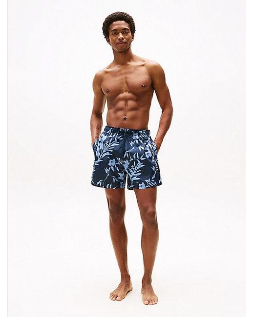 Tommy Hilfiger Original Medium Lange Zwemshort Met Print in het Blue voor heren
