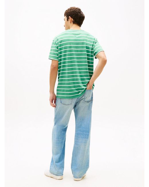 Tommy Hilfiger Green Tommy Flag Stripe Jersey T-Shirt for men