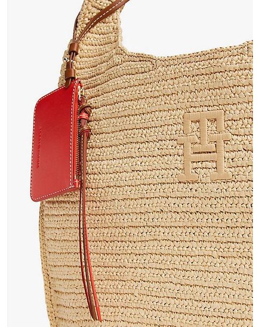 Tommy Hilfiger Natural Hobo-Tasche Aus Raffiabast