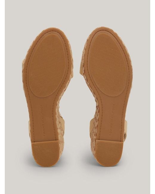 Tommy Hilfiger Natural Satin Contrast Strap Wedge Sandals