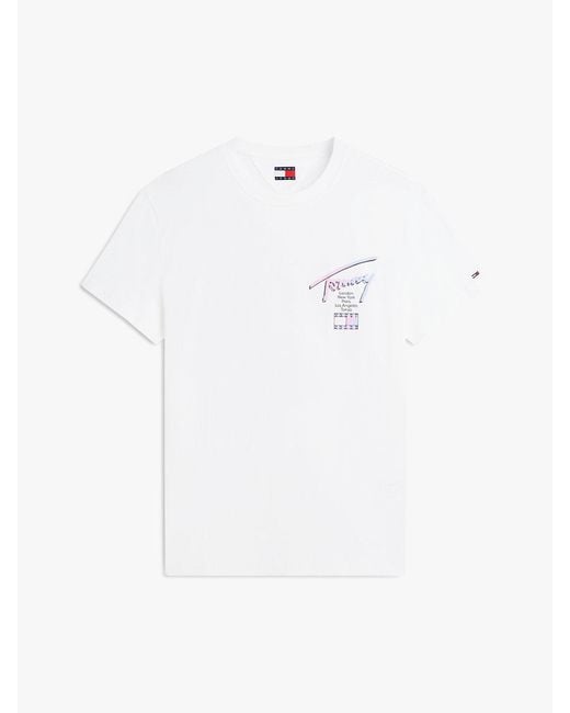 Tommy Hilfiger White Signature Logo Crew Neck T-Shirt for men