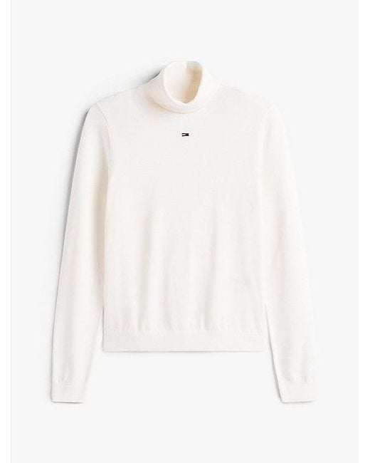 Tommy Hilfiger Slim Fit Coltrui in het White